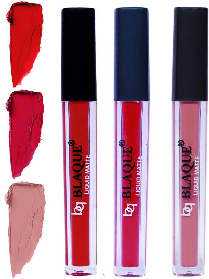 bq BLAQUE Matte Liquid Lip Gloss Combo of 3 Lipstick # 102-109-116 Price in India