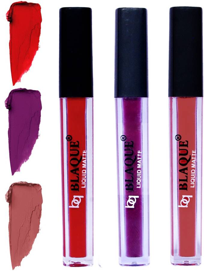 bq BLAQUE Matte Liquid Lip Gloss Combo of 3 Lipstick # 102-103-113 Price in India