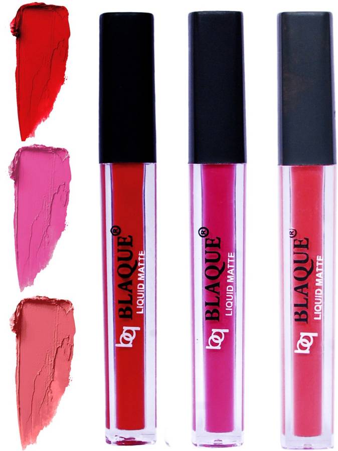 bq BLAQUE Matte Liquid Lip Gloss Combo of 3 Lipstick # 102-110-111 Price in India