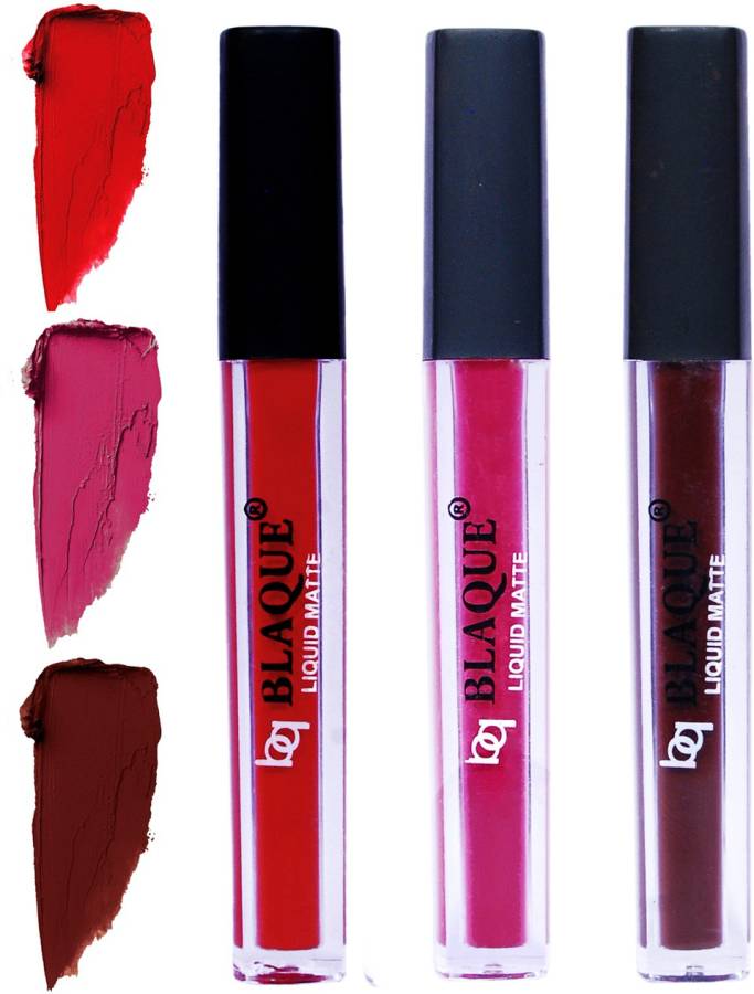 bq BLAQUE Matte Liquid Lip Gloss Combo of 3 Lipstick # 102-105-106 Price in India
