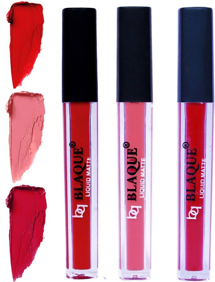 bq BLAQUE Matte Liquid Lip Gloss Combo of 3 Lipstick # 102-107-109 Price in India
