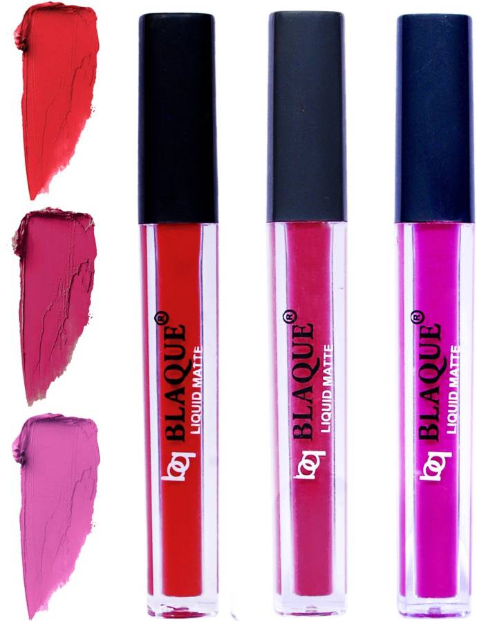bq BLAQUE Matte Liquid Lip Gloss Combo of 3 Lipstick # 101-105-117 Price in India