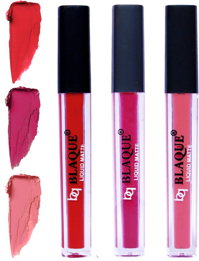 bq BLAQUE Matte Liquid Lip Gloss Combo of 3 Lipstick # 101-105-107 Price in India