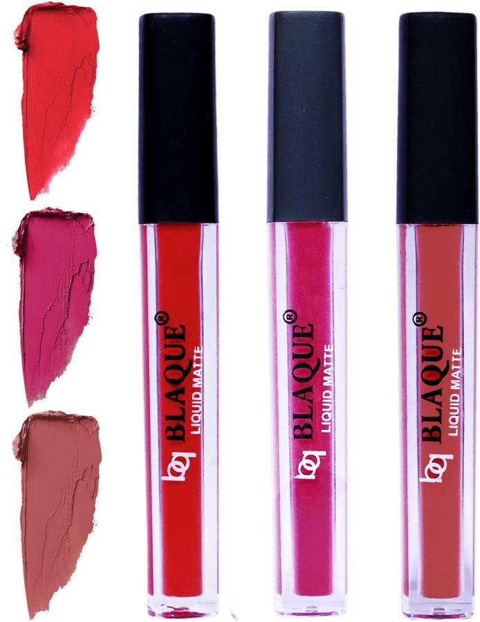 bq BLAQUE Matte Liquid Lip Gloss Combo of 3 Lipstick # 101-105-113 Price in India