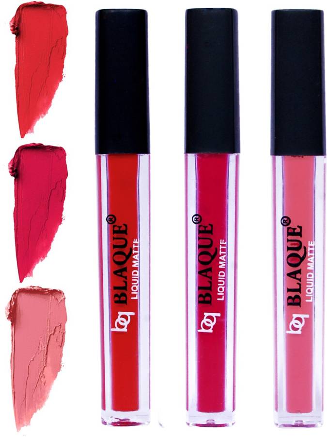 bq BLAQUE Matte Liquid Lip Gloss Combo of 3 Lipstick # 101-104-107 Price in India