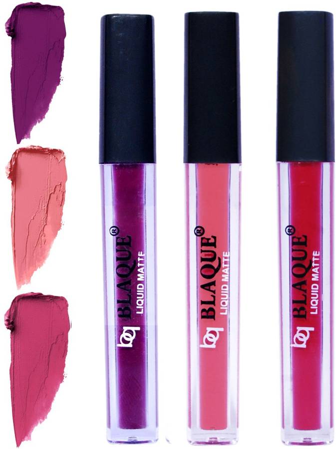 bq BLAQUE Matte Liquid Lip Gloss Combo of 3 Lipstick # 103-107-108 Price in India