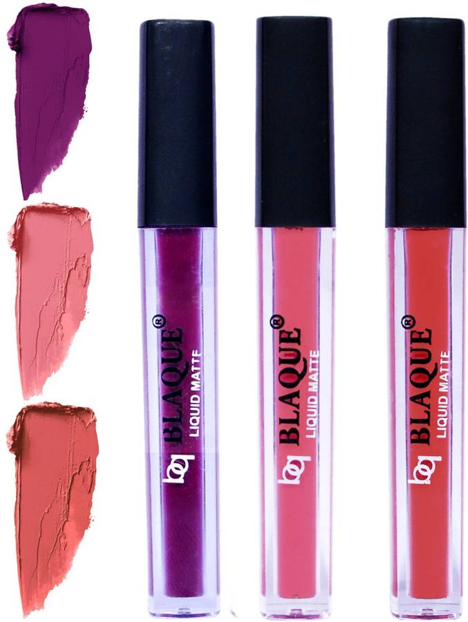 bq BLAQUE Matte Liquid Lip Gloss Combo of 3 Lipstick # 103-107-112 Price in India
