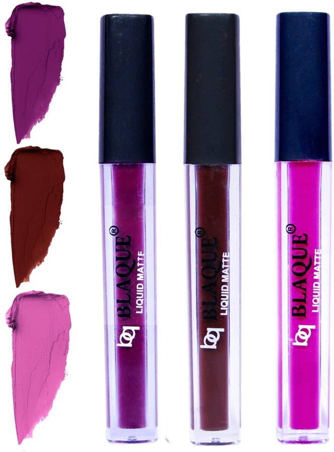bq BLAQUE Matte Liquid Lip Gloss Combo of 3 Lipstick # 103-106-117 Price in India
