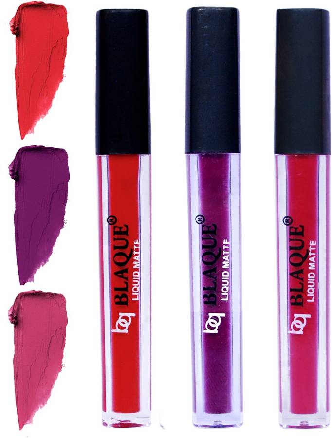 bq BLAQUE Matte Liquid Lip Gloss Combo of 3 Lipstick # 101-103-108 Price in India