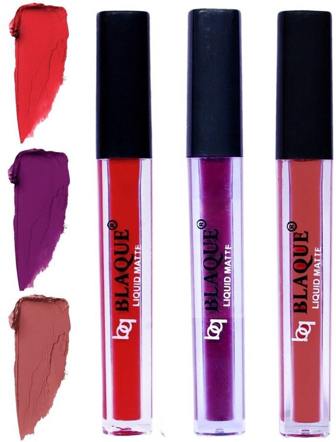bq BLAQUE Matte Liquid Lip Gloss Combo of 3 Lipstick # 101-103-113 Price in India
