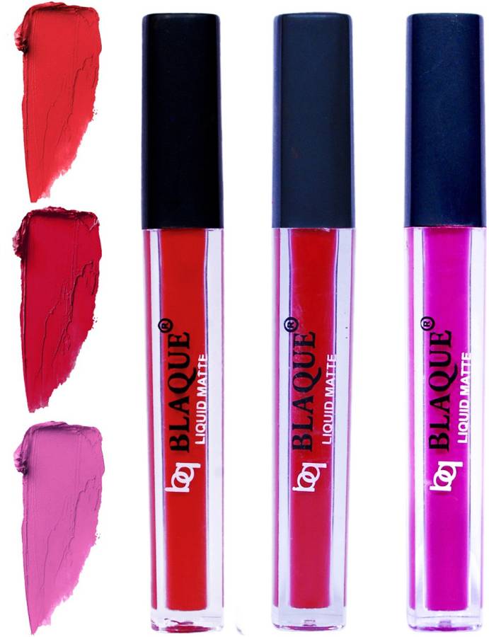 bq BLAQUE Matte Liquid Lip Gloss Combo of 3 Lipstick # 101-109-117 Price in India