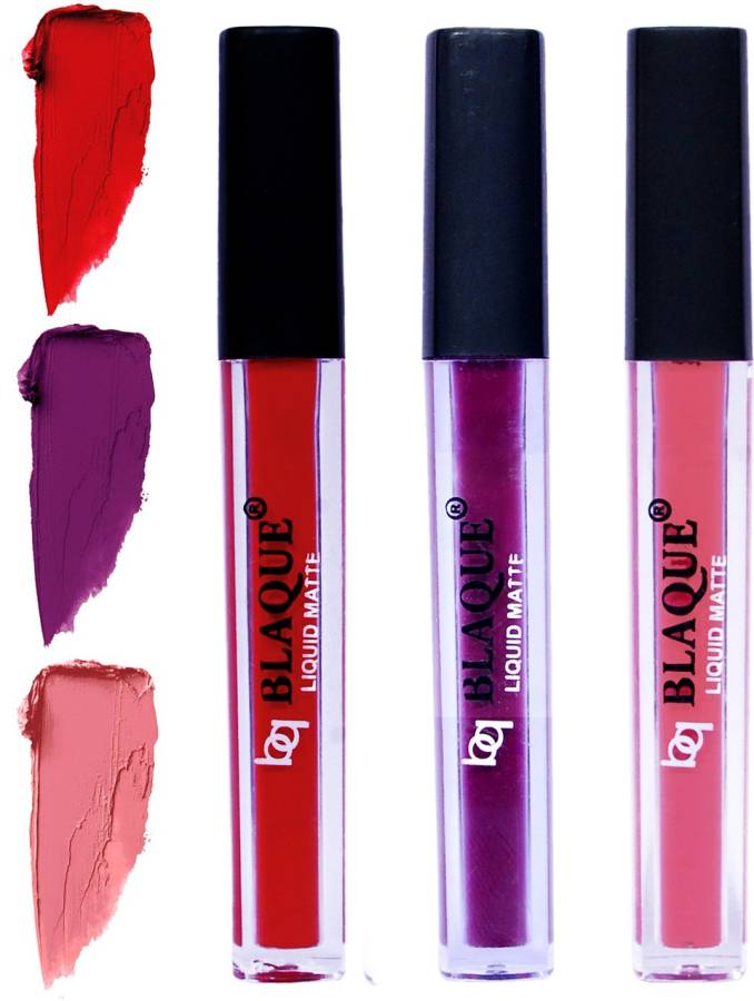 bq BLAQUE Matte Liquid Lip Gloss Combo of 3 Lipstick # 102-103-107 Price in India