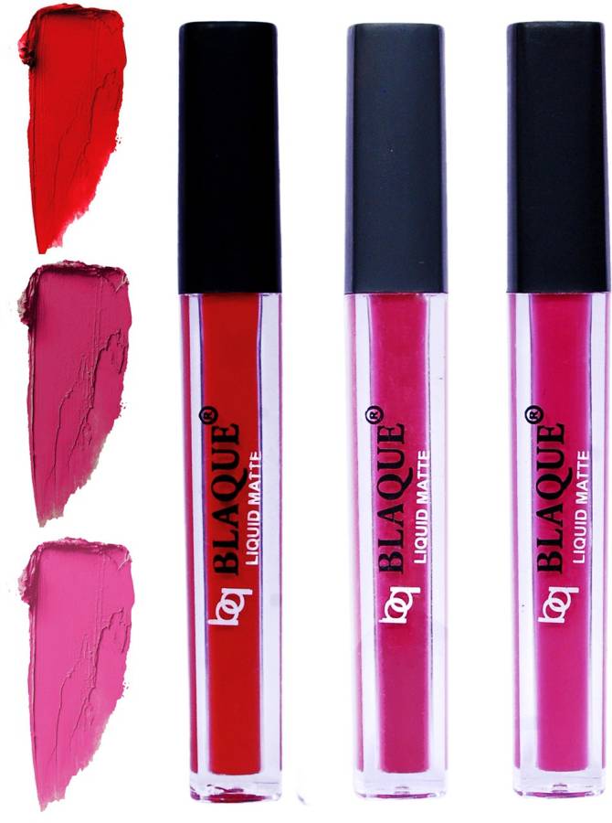 bq BLAQUE Matte Liquid Lip Gloss Combo of 3 Lipstick # 102-105-110 Price in India