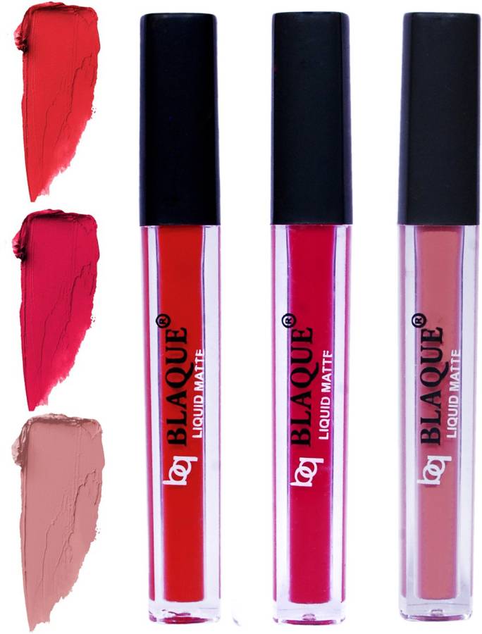 bq BLAQUE Matte Liquid Lip Gloss Combo of 3 Lipstick # 101-104-116 Price in India