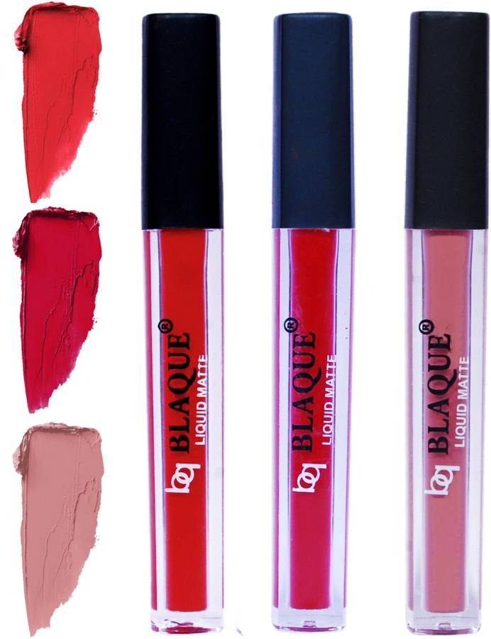 bq BLAQUE Matte Liquid Lip Gloss Combo of 3 Lipstick # 101-109-116 Price in India