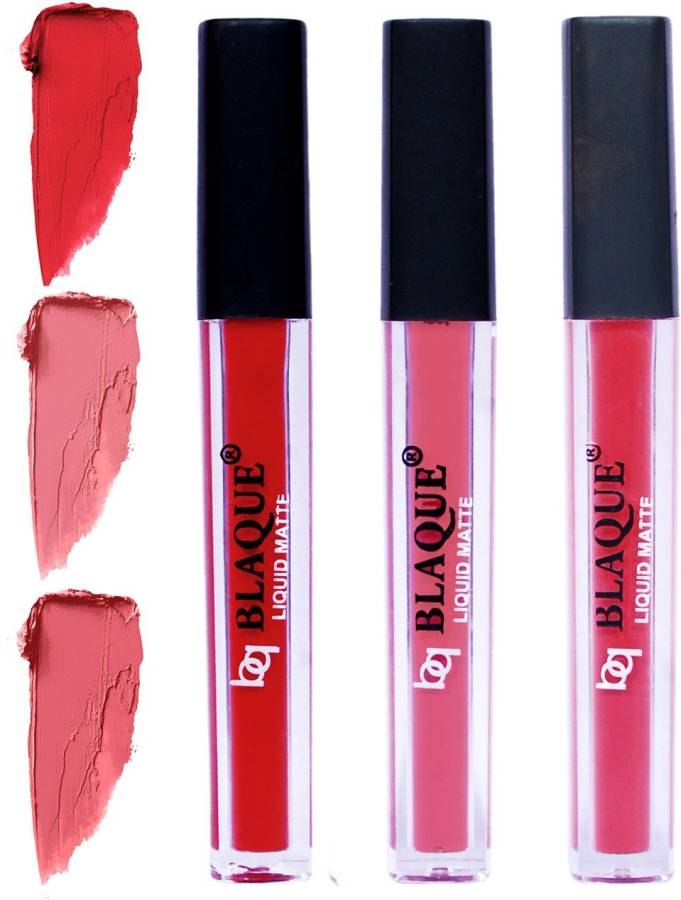 bq BLAQUE Matte Liquid Lip Gloss Combo of 3 Lipstick # 101-107-111 Price in India