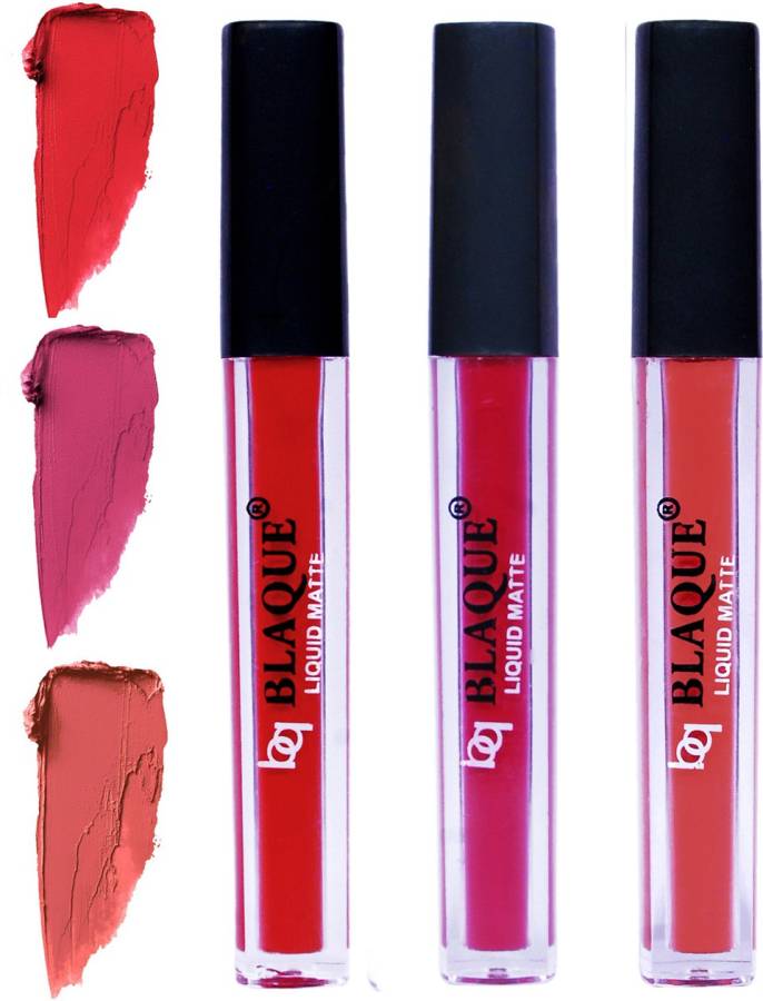 bq BLAQUE Matte Liquid Lip Gloss Combo of 3 Lipstick # 101-108-112 Price in India