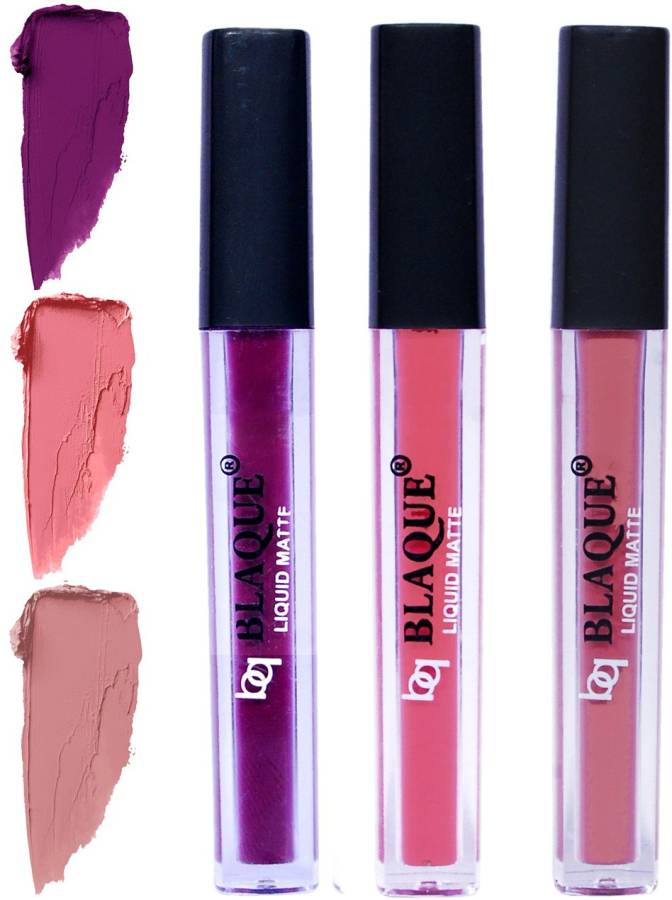 bq BLAQUE Matte Liquid Lip Gloss Combo of 3 Lipstick # 103-107-116 Price in India