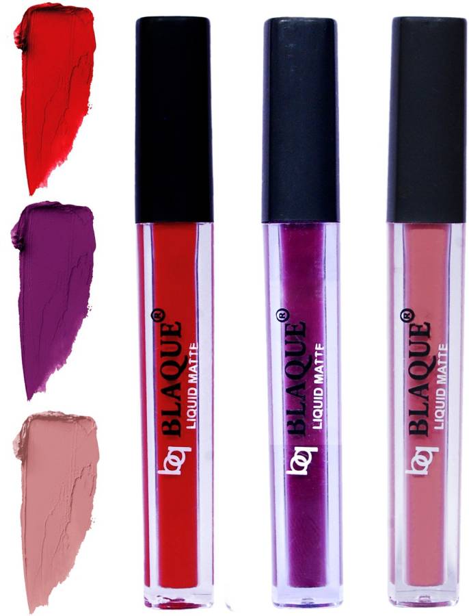 bq BLAQUE Matte Liquid Lip Gloss Combo of 3 Lipstick # 102-103-116 Price in India