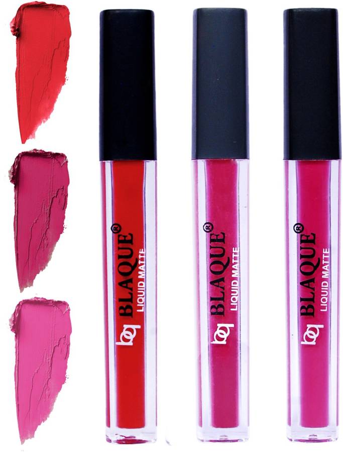 bq BLAQUE Matte Liquid Lip Gloss Combo of 3 Lipstick # 101-105-110 Price in India