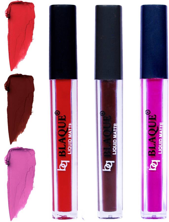 bq BLAQUE Matte Liquid Lip Gloss Combo of 3 Lipstick # 101-106-117 Price in India