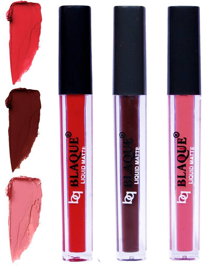 bq BLAQUE Matte Liquid Lip Gloss Combo of 3 Lipstick # 101-106-107 Price in India