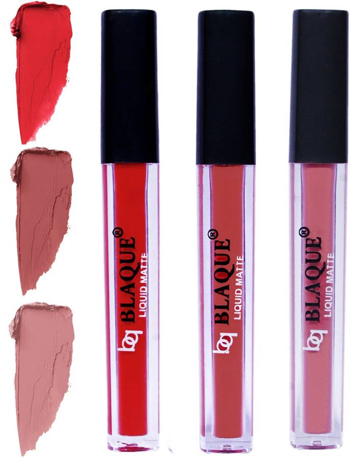 bq BLAQUE Matte Liquid Lip Gloss Combo of 3 Lipstick # 101-113-116 Price in India
