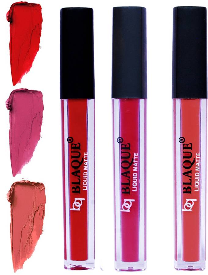 bq BLAQUE Matte Liquid Lip Gloss Combo of 3 Lipstick # 102-108-112 Price in India