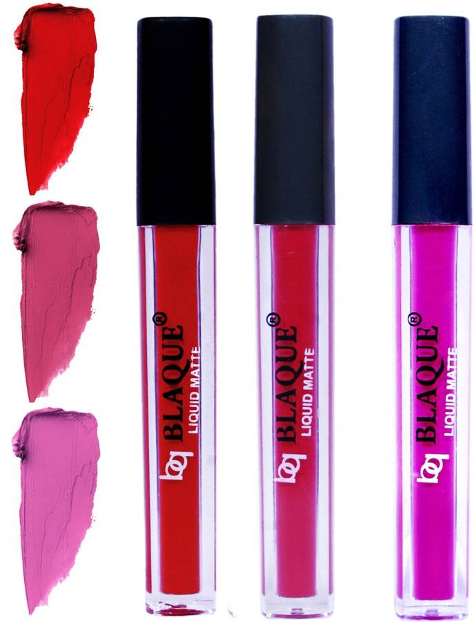 bq BLAQUE Matte Liquid Lip Gloss Combo of 3 Lipstick # 102-108-117 Price in India