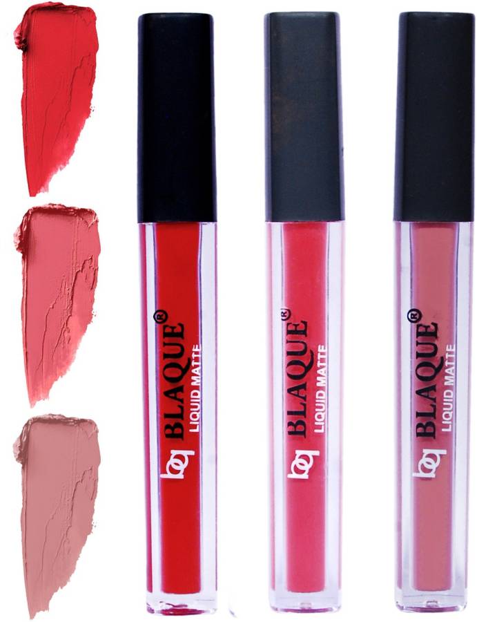 bq BLAQUE Matte Liquid Lip Gloss Combo of 3 Lipstick # 101-111-116 Price in India