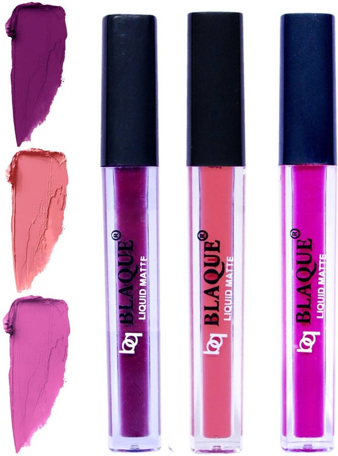 bq BLAQUE Matte Liquid Lip Gloss Combo of 3 Lipstick # 103-107-117 Price in India