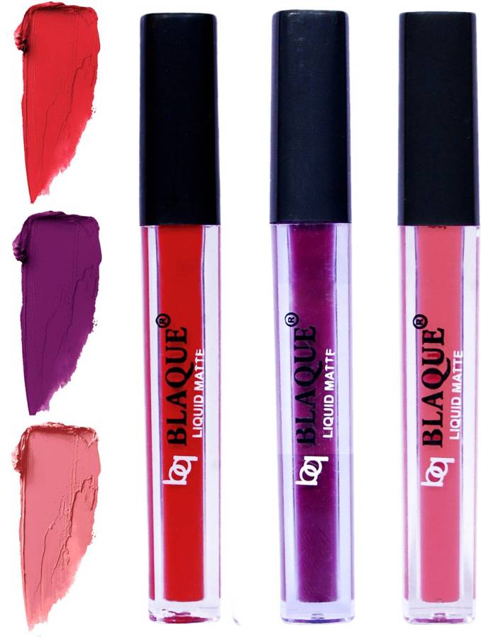 bq BLAQUE Matte Liquid Lip Gloss Combo of 3 Lipstick # 101-103-107 Price in India