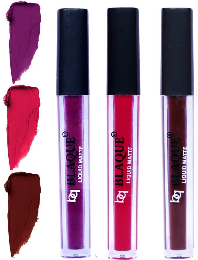 bq BLAQUE Matte Liquid Lip Gloss Combo of 3 Lipstick # 103-104-106 Price in India