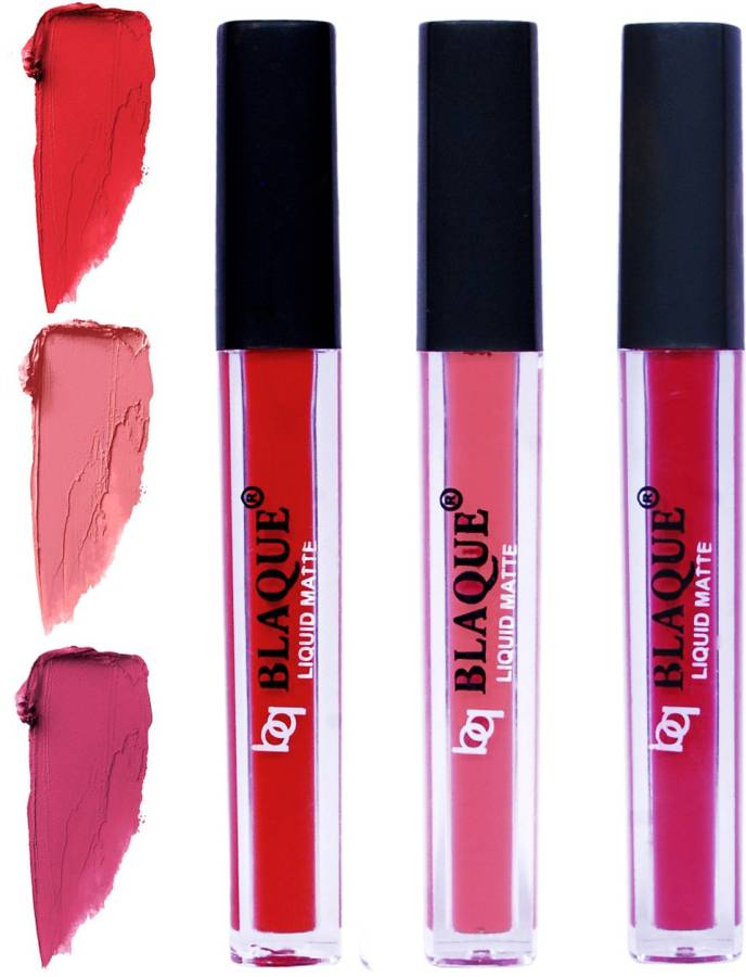 bq BLAQUE Matte Liquid Lip Gloss Combo of 3 Lipstick # 101-107-108 Price in India