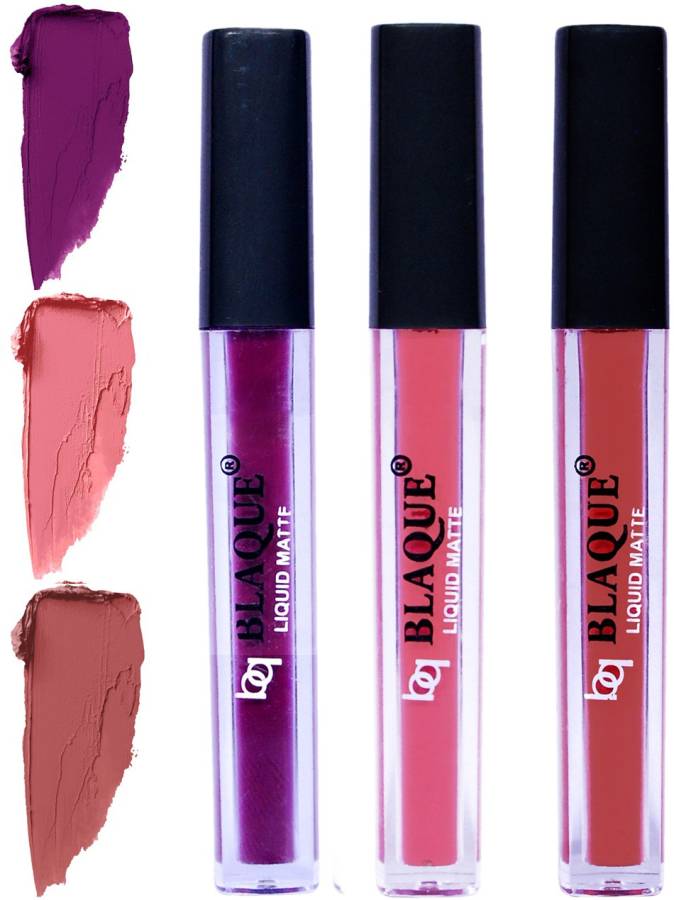 bq BLAQUE Matte Liquid Lip Gloss Combo of 3 Lipstick # 103-107-113 Price in India