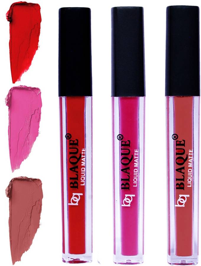 bq BLAQUE Matte Liquid Lip Gloss Combo of 3 Lipstick # 102-110-113 Price in India