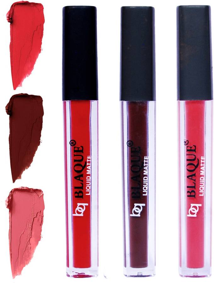 bq BLAQUE Matte Liquid Lip Gloss Combo of 3 Lipstick # 101-106-111 Price in India