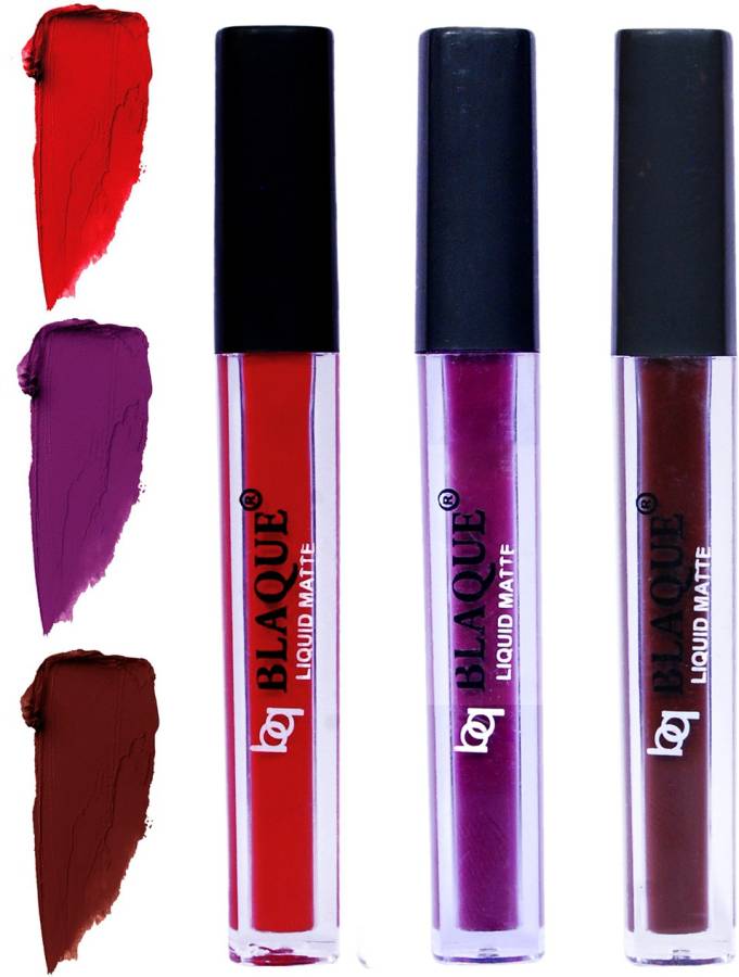 bq BLAQUE Matte Liquid Lip Gloss Combo of 3 Lipstick # 102-103-106 Price in India