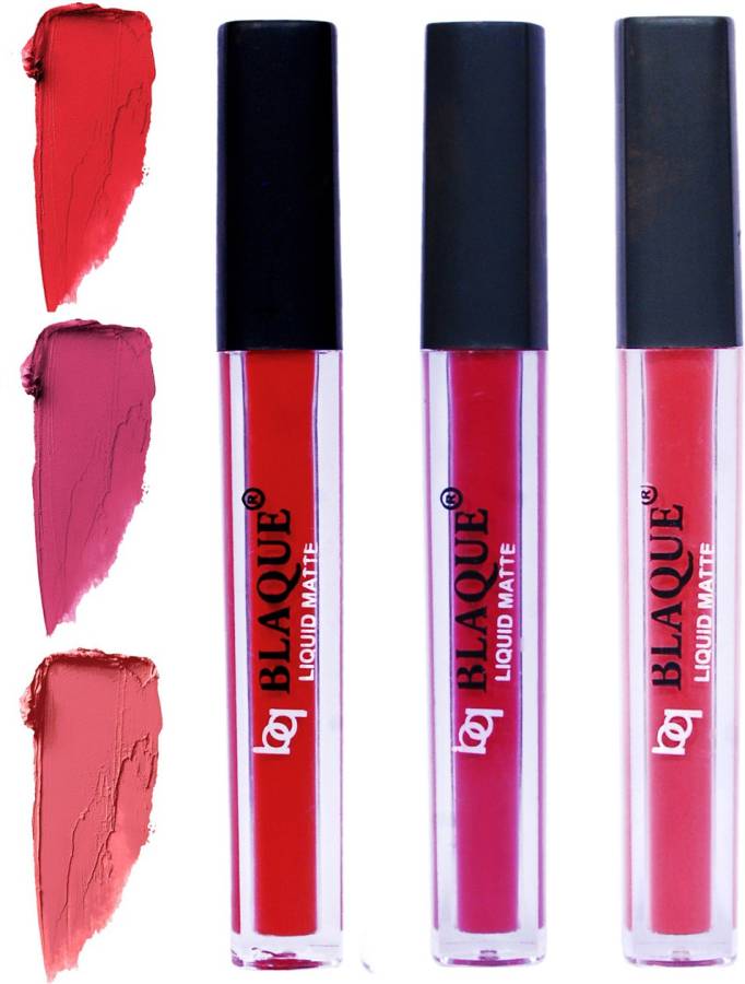 bq BLAQUE Matte Liquid Lip Gloss Combo of 3 Lipstick # 101-108-111 Price in India