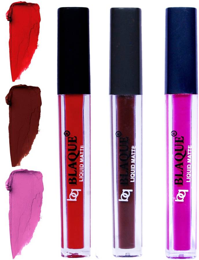 bq BLAQUE Matte Liquid Lip Gloss Combo of 3 Lipstick # 102-106-117 Price in India