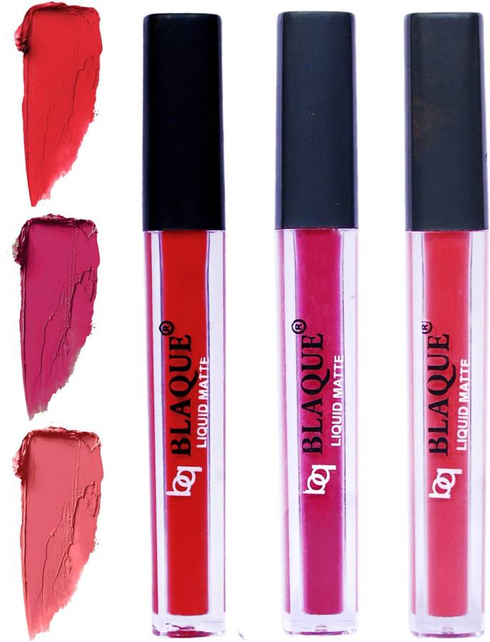 bq BLAQUE Matte Liquid Lip Gloss Combo of 3 Lipstick # 101-105-111 Price in India