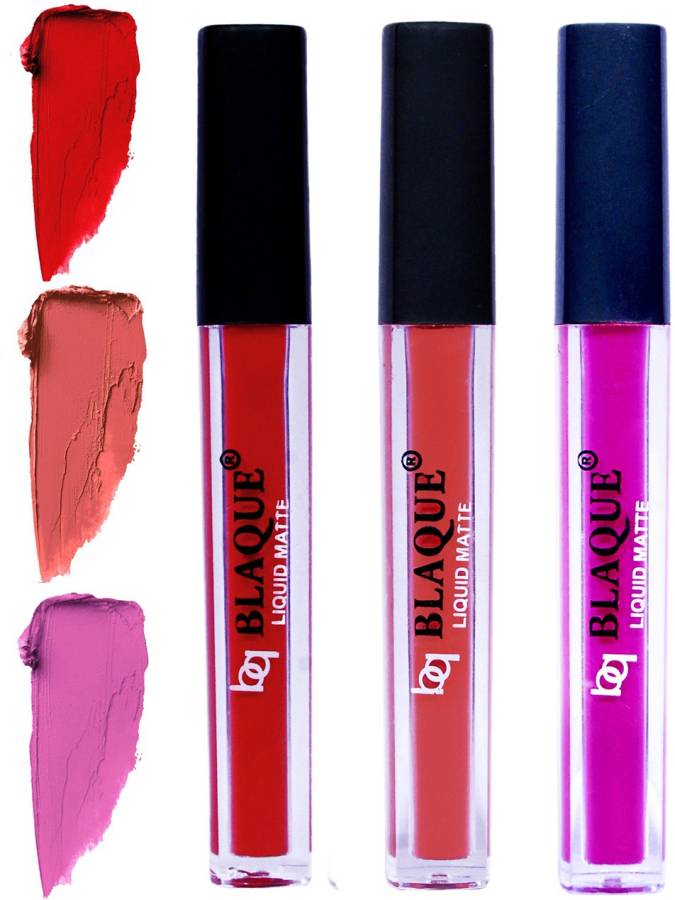 bq BLAQUE Matte Liquid Lip Gloss Combo of 3 Lipstick # 102-112-117 Price in India