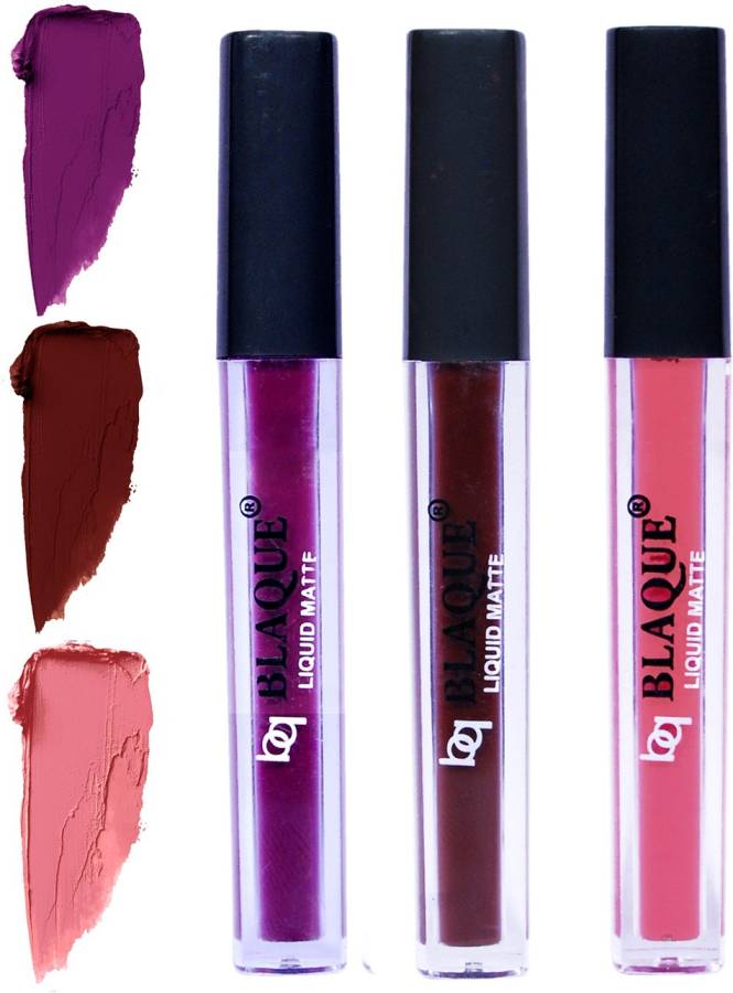 bq BLAQUE Matte Liquid Lip Gloss Combo of 3 Lipstick # 103-106-107 Price in India