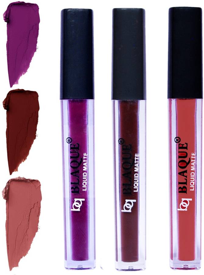 bq BLAQUE Matte Liquid Lip Gloss Combo of 3 Lipstick # 103-106-113 Price in India