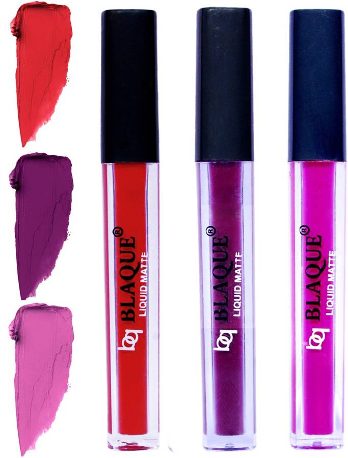 bq BLAQUE Matte Liquid Lip Gloss Combo of 3 Lipstick # 101-103-117 Price in India