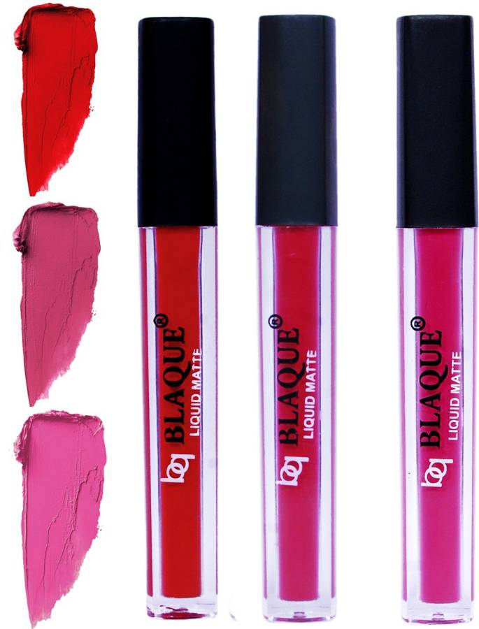 bq BLAQUE Matte Liquid Lip Gloss Combo of 3 Lipstick # 102-108-110 Price in India