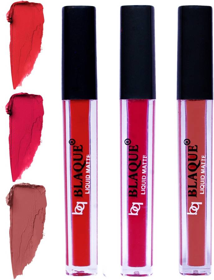 bq BLAQUE Matte Liquid Lip Gloss Combo of 3 Lipstick # 101-104-113 Price in India