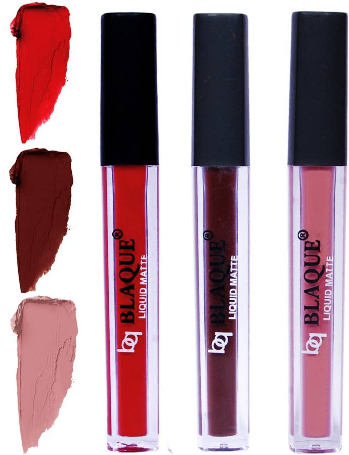 bq BLAQUE Matte Liquid Lip Gloss Combo of 3 Lipstick # 102-106-116 Price in India
