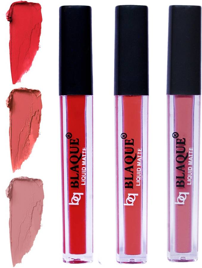 bq BLAQUE Matte Liquid Lip Gloss Combo of 3 Lipstick # 101-112-116 Price in India