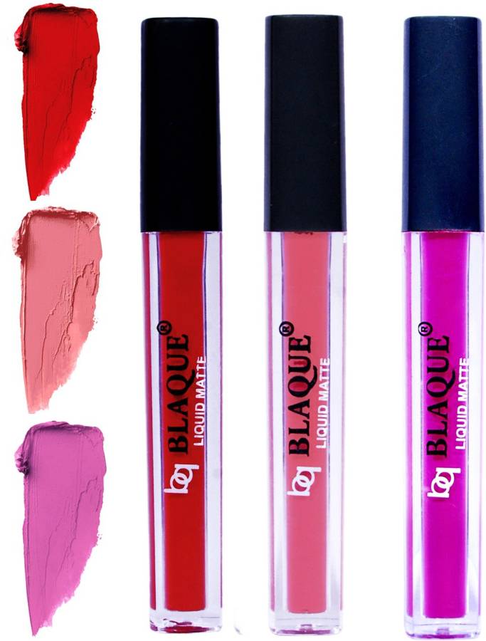 bq BLAQUE Matte Liquid Lip Gloss Combo of 3 Lipstick # 102-107-117 Price in India